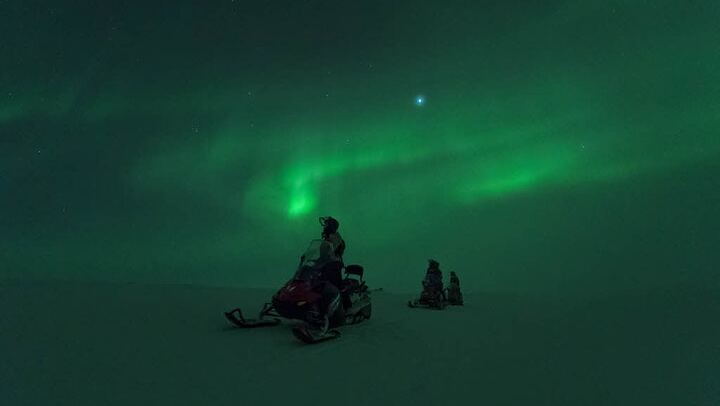 Three Hour Evening Snowmobile Safari from Levi with Bonfire (1/8)