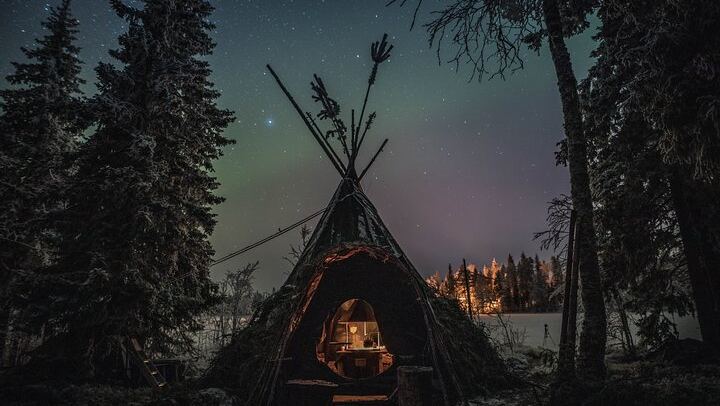 Arctic Lake Aurora Hunt from Rovaniemi with a Lappish Tipi