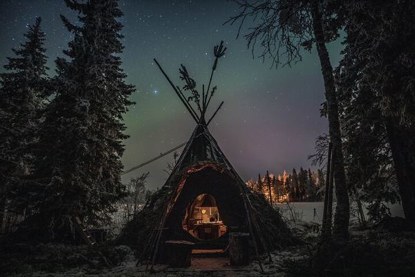 Arctic Lake Aurora Hunt from Rovaniemi with a Lappish Tipi
