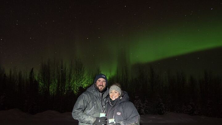 Autumn Aurora and Dog Mushing Cart Ride near Fairbanks (1/9)