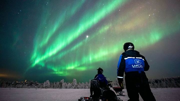 Snowmobile Aurora Hunt from Rovaniemi to a North Facing Hill (2/8)