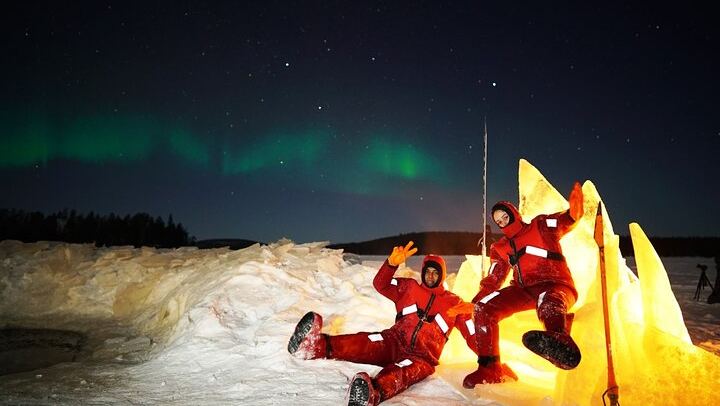 Ice Floating on a Frozen Forest Lake under the Aurora, Rovaniemi (3/5)
