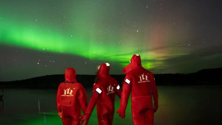 Ice Floating on a Frozen Forest Lake under the Aurora, Rovaniemi (1/5)