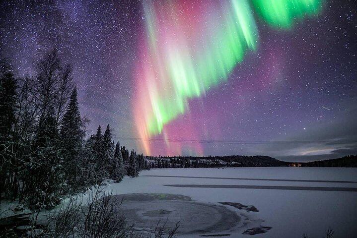 Ice Floating on a Frozen Forest Lake under the Aurora, Rovaniemi (4/5)