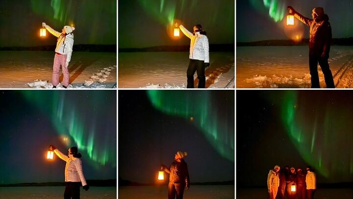 Northern Lights from a Family Wilderness Cabin near Levi (4/12)