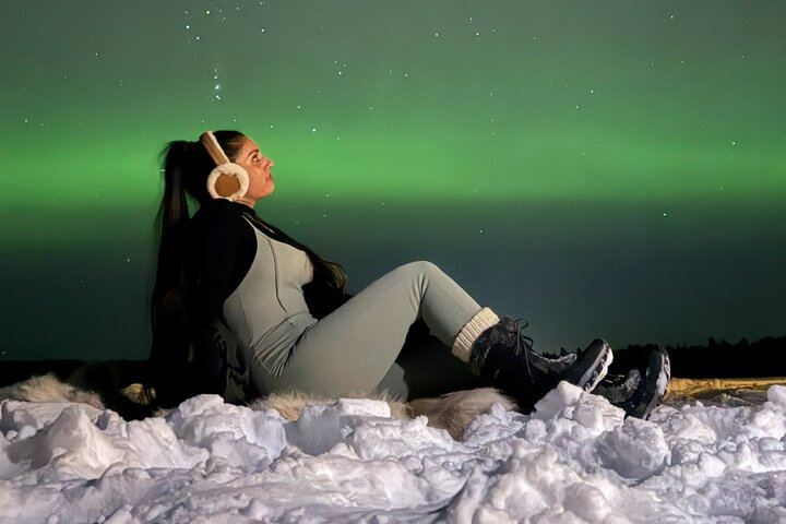 Northern Lights from a Family Wilderness Cabin near Levi (1/12)