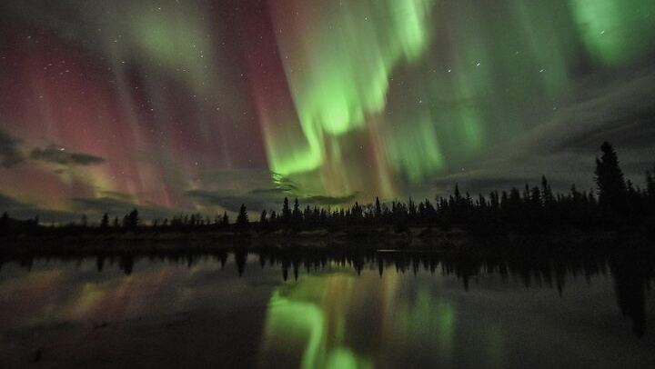 Northern Lights and Huskies at a Takhini River Dog Lodge