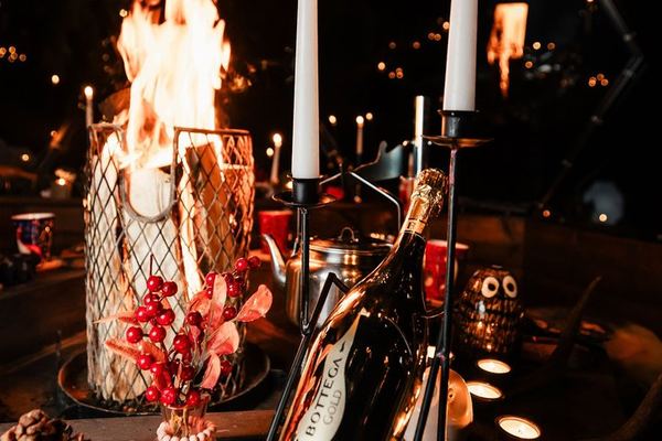 Private Glass Igloo Dinner with Choice of Menu and Snowmobile Aurora Safari