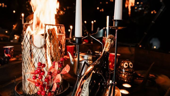 Private Glass Igloo Dinner with Choice of Menu and Snowmobile Aurora Safari