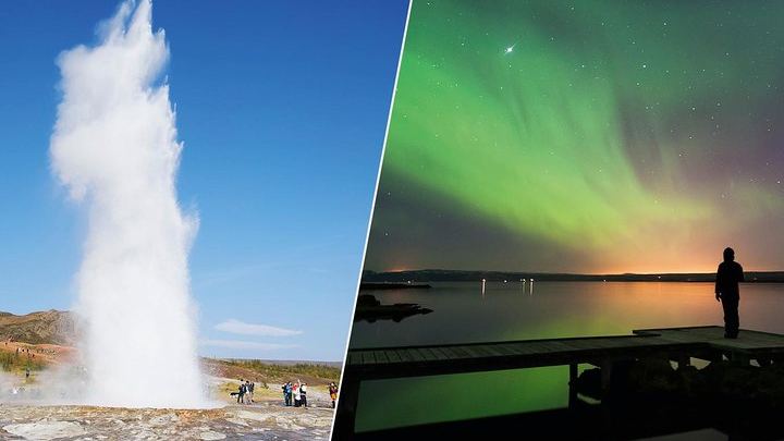 Golden Circle by Day and Northern Lights by Night from Reykjavík