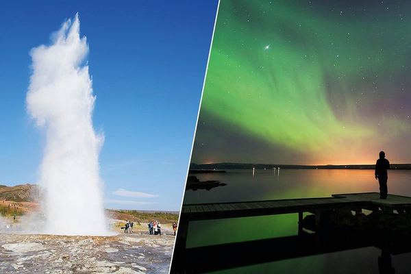 Golden Circle by Day and Northern Lights by Night from Reykjavík