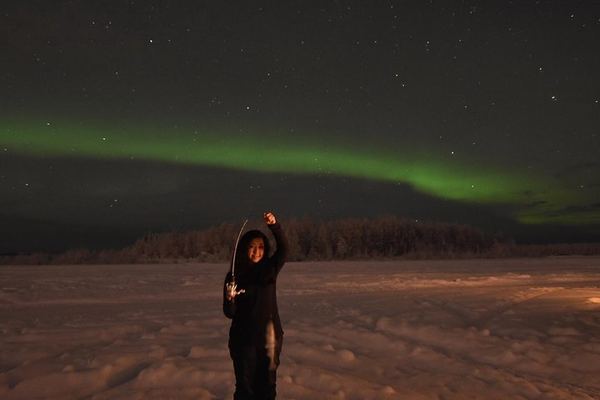 Aurora Viewing and Ice Fishing near Fairbanks in a Heated Cabin